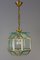 Lámpara colgante italiana Mid-Century de latón y vidrio biselado, Imagen 1