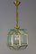 Mid-Century Italian Geometric Beveled Glass & Brass Pendant, Image 1