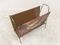 Vintage Italian Lacquered, Goatskin & Brass Magazine Rack, Image 3