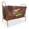 Vintage Italian Lacquered, Goatskin & Brass Magazine Rack, Image 6