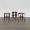 Bentwood & Rattan Stools from Thonet, 1970s, Set of 3 2