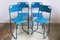 Sedie da giardino Mid-Century in metallo blu, anni '50, set di 4, Immagine 7