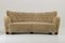 Mid-Century Curved Sheepskin & Oak Sofa, 1940s, Image 1