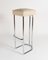 Tabouret de Bar en Cuir Blanc et Chrome, 1970s 1