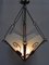 Vintage Art Deco Ceiling Lamp with 3 Cloudy Glass Plates 14