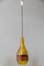 Vintage Amber, Glass & Leather Pendant Light from Kalmar, 1970s, Image 1