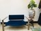 Vintage Velvet & Steel 2-Seater Sofa, 1980s 2