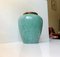 Skandinavische Vintage Urne oder Vase aus Keramik mit gesprenkelter grüner Glasur, 1970er 1