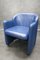 Foldable Blue Leather Tub Dining Chairs from Durlet, 1980s, Set of 4 9