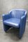 Foldable Blue Leather Tub Dining Chairs from Durlet, 1980s, Set of 4, Image 9