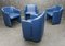 Foldable Blue Leather Tub Dining Chairs from Durlet, 1980s, Set of 4 3