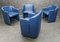 Foldable Blue Leather Tub Dining Chairs from Durlet, 1980s, Set of 4, Image 3