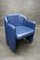 Foldable Blue Leather Tub Dining Chairs from Durlet, 1980s, Set of 4 4