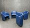 Foldable Blue Leather Tub Dining Chairs from Durlet, 1980s, Set of 4 13