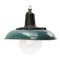 Industrial Cast Iron and Dark Petrol Enamel Ceiling Lamp, 1950s 1