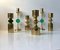 Danish Modern Brass & Glass Candleholders by Hejl Fredericia, 1970s, Set of 6 2