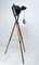 Black Enamel Industrial Spotlight Tripod Floor Lamps, 1970s, Set of 2 36