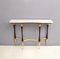 Italian Brass, Wood & Carrara Marble Console Table, 1950s 1