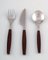 Stainless Steel & Brown Plastic Strata Cutlery by Henning Koppel for Georg Jensen, 1970s, Set of 20 1