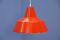 Dänische orangefarbene Deckenlampe aus Emaille und Metall von Louis Poulsen, 1970er 1