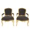 Antike Salon Stühle aus Samt & vergoldetem Holz, 2er Set 7