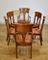 Antique Art Nouveau Leather and Oak Dining Chairs, Set of 6, Image 2