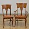 Antique Art Nouveau Leather and Oak Dining Chairs, Set of 6 1