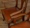 Antique Art Nouveau Leather and Oak Dining Chairs, Set of 6, Image 9