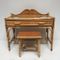 Vintage Glass & Rattan Dressing Table with Stool, 1960s 1