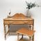 Vintage Glass & Rattan Dressing Table with Stool, 1960s 8