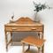 Vintage Glass & Rattan Dressing Table with Stool, 1960s, Image 8