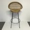 Mid-Century Hocker aus Metall & Rattan, 1960er 6