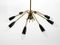 Deutsche Mid-Century Deckenlampe aus Messing & Metall, 1950er 4