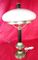 Lámpara de mesa Art Déco de vidrio opalino y acero, años 40, Imagen 3