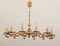 Vintage Italian Brass and Smoked Glass Chandelier, 1970s, Image 1