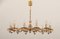 Lámpara de araña italiana vintage de latón y cristal ahumado, años 70, Imagen 8