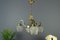 Französischer Art Deco Kronleuchter aus Messing & Milchglas mit 4 Leuchten, 1920er 20