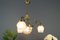 Art Deco French Brass & Frosted Glass 4-Light Chandelier, 1920s 23