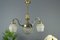 Art Deco French Brass & Frosted Glass 4-Light Chandelier, 1920s 21