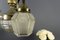 Art Deco French Brass & Frosted Glass 4-Light Chandelier, 1920s, Image 7
