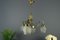 Art Deco French Brass & Frosted Glass 4-Light Chandelier, 1920s 19