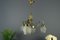 Art Deco French Brass & Frosted Glass 4-Light Chandelier, 1920s, Image 19