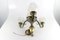 Art Deco French Brass & Frosted Glass 4-Light Chandelier, 1920s, Image 15