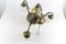 Art Deco French Brass & Frosted Glass 4-Light Chandelier, 1920s, Image 16