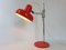 Lampada da tavolo regolabile vintage in acciaio cromato e laccato rosso, anni '60, Immagine 3