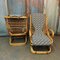 Vintage Italian Rattan Lounge Chairs & Table, 1960s, Set of 3, Image 4