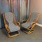 Vintage Italian Rattan Lounge Chairs & Table, 1960s, Set of 3 5