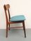 Danish Petrol Fabric & Teak Dining Chairs, 1960s, Set of 4 5