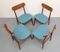 Danish Petrol Fabric & Teak Dining Chairs, 1960s, Set of 4 9