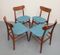 Danish Petrol Fabric & Teak Dining Chairs, 1960s, Set of 4 8